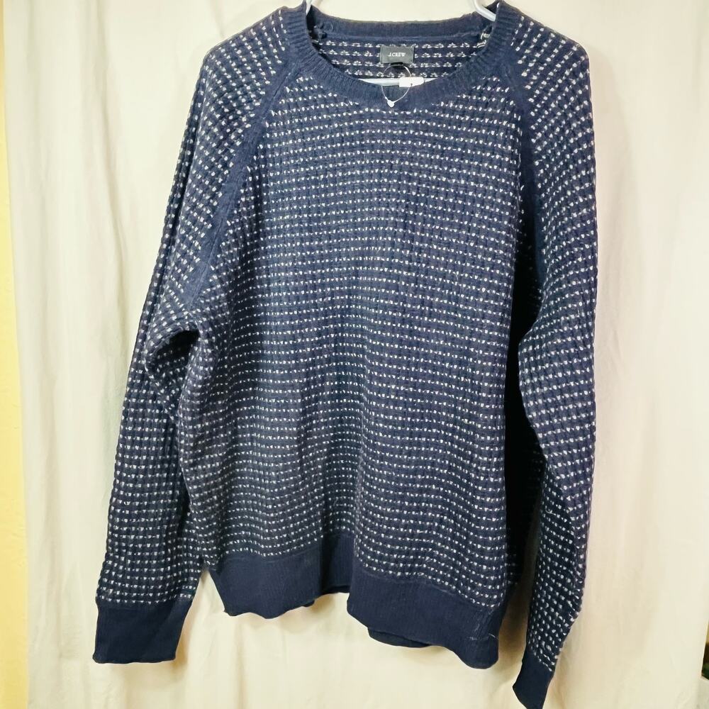 J Crew 100% Lambswool Navy Blue Long Sleeve Sweater NWT Men’s Size XL 03320